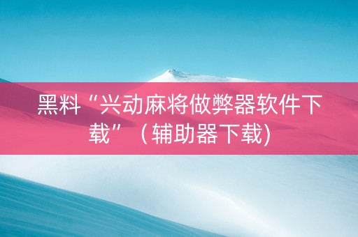 黑料“兴动麻将做弊器软件下载”（辅助器下载)