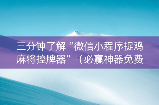 三分钟了解“微信小程序捉鸡麻将控牌器”（必赢神器免费安装)
