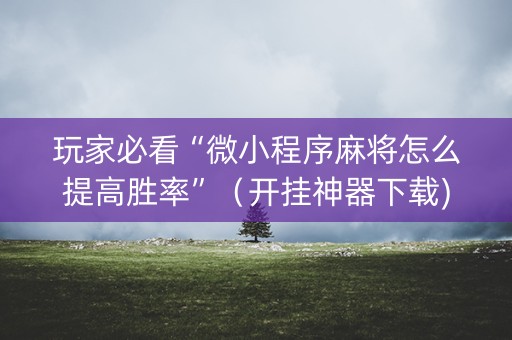 玩家必看“微小程序麻将怎么提高胜率”（开挂神器下载)