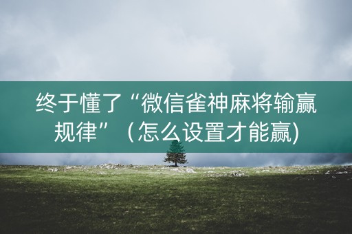 终于懂了“微信雀神麻将输赢规律”（怎么设置才能赢)