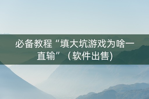 必备教程“填大坑游戏为啥一直输”（软件出售)