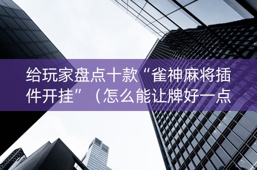 给玩家盘点十款“雀神麻将插件开挂”（怎么能让牌好一点)