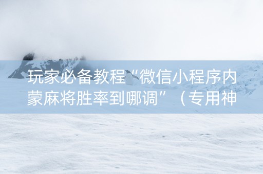 玩家必备教程“微信小程序内蒙麻将胜率到哪调”（专用神器)
