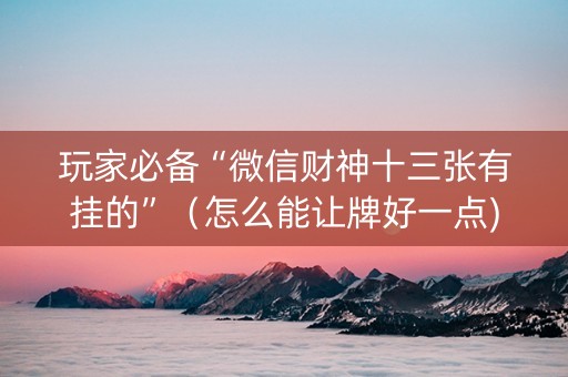 玩家必备“微信财神十三张有挂的”（怎么能让牌好一点)