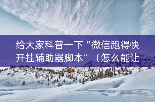 给大家科普一下“微信跑得快开挂辅助器脚本”（怎么能让牌好一点)
