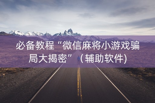 必备教程“微信麻将小游戏骗局大揭密”（辅助软件)