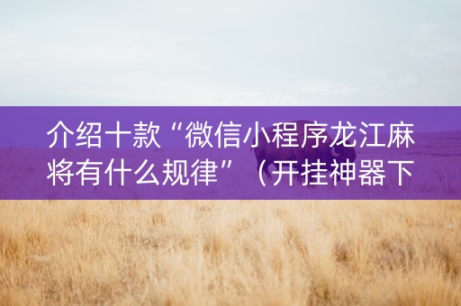 介绍十款“微信小程序龙江麻将有什么规律”（开挂神器下载)