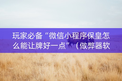 玩家必备“微信小程序保皇怎么能让牌好一点”（做弊器软件下载)