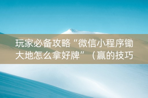 玩家必备攻略“微信小程序锄大地怎么拿好牌”（赢的技巧规律)