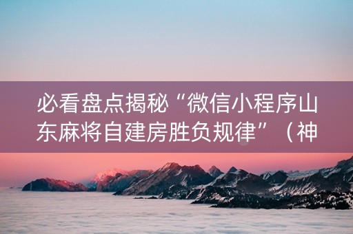 必看盘点揭秘“微信小程序山东麻将自建房胜负规律”（神器通用版)