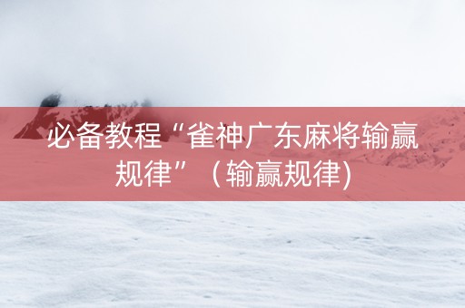 必备教程“雀神广东麻将输赢规律”（输赢规律)