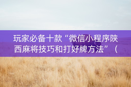 玩家必备十款“微信小程序陕西麻将技巧和打好牌方法”（怎么让系统给你发好牌)