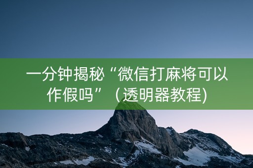 一分钟揭秘“微信打麻将可以作假吗”（透明器教程)