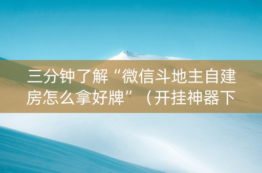 三分钟了解“微信斗地主自建房怎么拿好牌”（开挂神器下载)