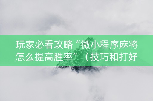 玩家必看攻略“微小程序麻将怎么提高胜率”（技巧和打好牌方法)