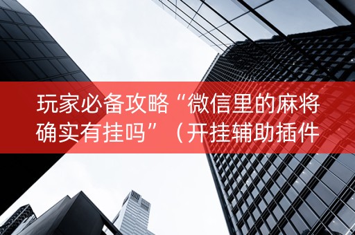 玩家必备攻略“微信里的麻将确实有挂吗”（开挂辅助插件)