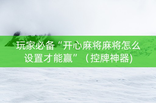 玩家必备“开心麻将麻将怎么设置才能赢”（控牌神器)