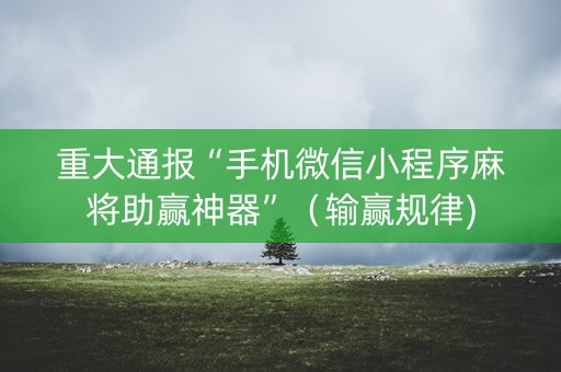 重大通报“手机微信小程序麻将助赢神器”（输赢规律)