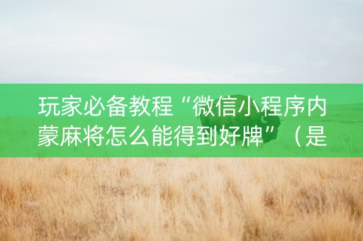 玩家必备教程“微信小程序内蒙麻将怎么能得到好牌”（是否能开挂)