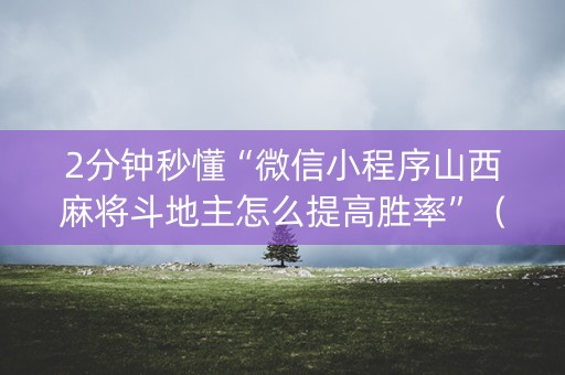 2分钟秒懂“微信小程序山西麻将斗地主怎么提高胜率”（技巧和打好牌方法)