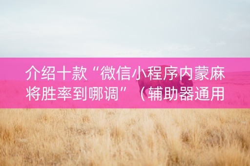 介绍十款“微信小程序内蒙麻将胜率到哪调”（辅助器通用版)