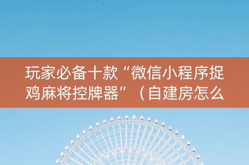 玩家必备十款“微信小程序捉鸡麻将控牌器”（自建房怎么拿好牌)