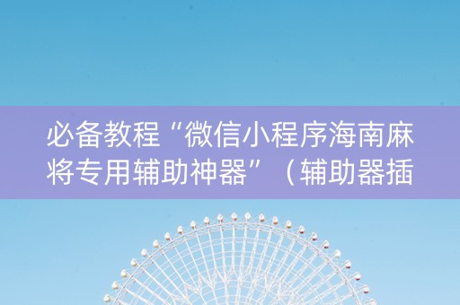 必备教程“微信小程序海南麻将专用辅助神器”（辅助器插件)