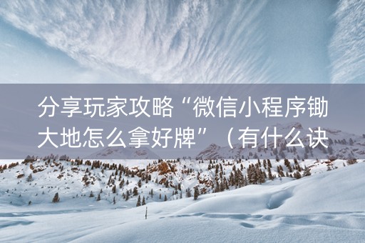 分享玩家攻略“微信小程序锄大地怎么拿好牌”（有什么诀窍)