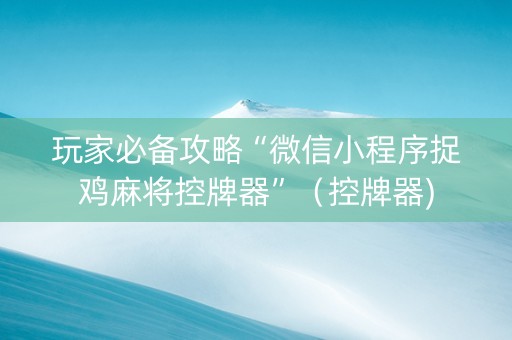 玩家必备攻略“微信小程序捉鸡麻将控牌器”（控牌器)