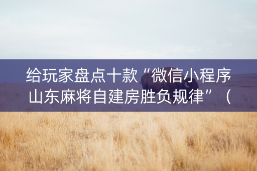 给玩家盘点十款“微信小程序山东麻将自建房胜负规律”（怎么让系统给自己好牌)