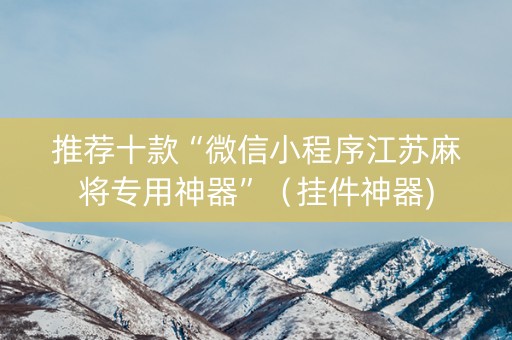 推荐十款“微信小程序江苏麻将专用神器”（挂件神器)