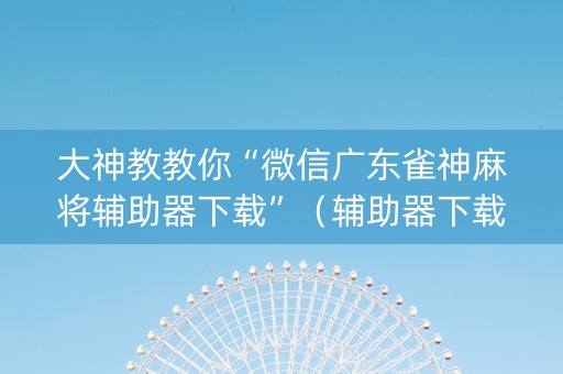 大神教教你“微信广东雀神麻将辅助器下载”（辅助器下载)