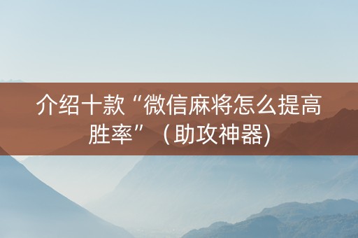 介绍十款“微信麻将怎么提高胜率”（助攻神器)