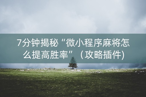7分钟揭秘“微小程序麻将怎么提高胜率”（攻略插件)