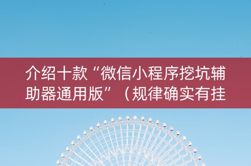 介绍十款“微信小程序挖坑辅助器通用版”（规律确实有挂)
