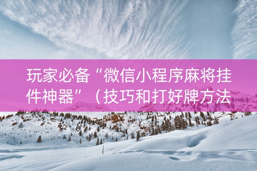 玩家必备“微信小程序麻将挂件神器”（技巧和打好牌方法)