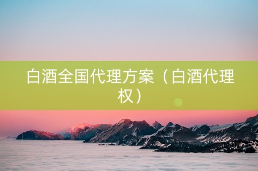 白酒全国代理方案（白酒代理权）