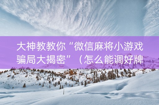 大神教教你“微信麻将小游戏骗局大揭密”（怎么能调好牌)