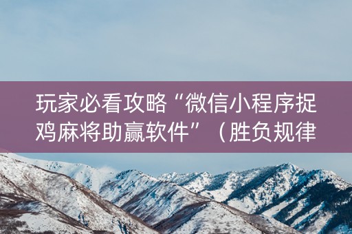 玩家必看攻略“微信小程序捉鸡麻将助赢软件”（胜负规律拿好牌)
