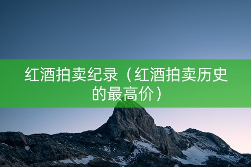 红酒拍卖纪录（红酒拍卖历史的最高价）