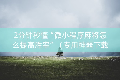 2分钟秒懂“微小程序麻将怎么提高胜率”（专用神器下载)