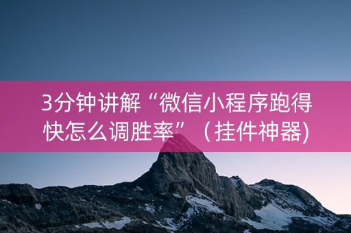 3分钟讲解“微信小程序跑得快怎么调胜率”（挂件神器)
