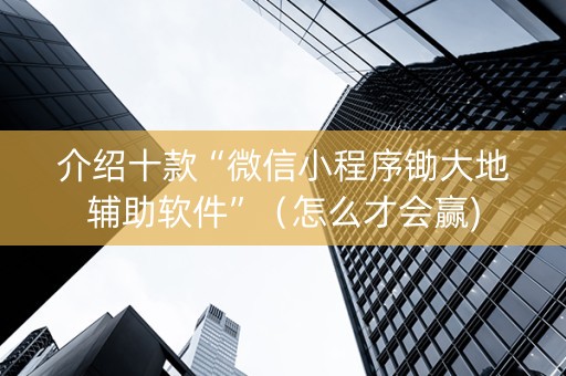 介绍十款“微信小程序锄大地辅助软件”（怎么才会赢)