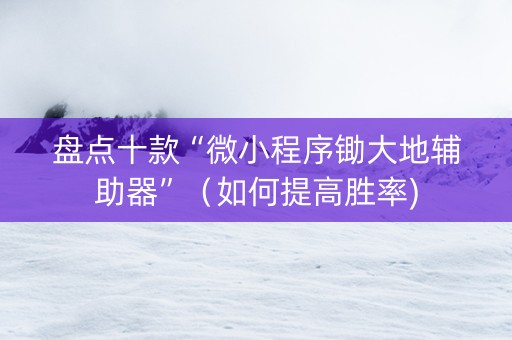盘点十款“微小程序锄大地辅助器”（如何提高胜率)