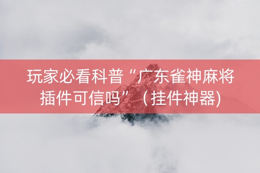 玩家必看科普“广东雀神麻将插件可信吗”（挂件神器)