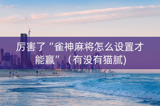 厉害了“雀神麻将怎么设置才能赢”（有没有猫腻)