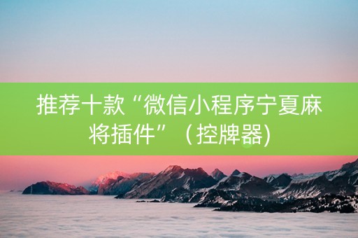 推荐十款“微信小程序宁夏麻将插件”（控牌器)