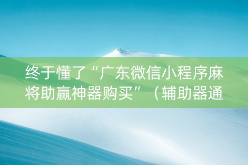 终于懂了“广东微信小程序麻将助赢神器购买”（辅助器通用版)