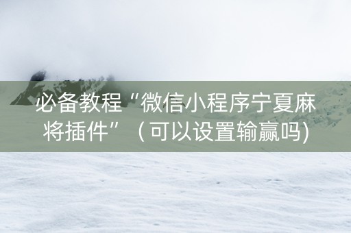 必备教程“微信小程序宁夏麻将插件”（可以设置输赢吗)