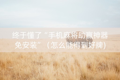 终于懂了“手机麻将助赢神器免安装”（怎么能得到好牌)